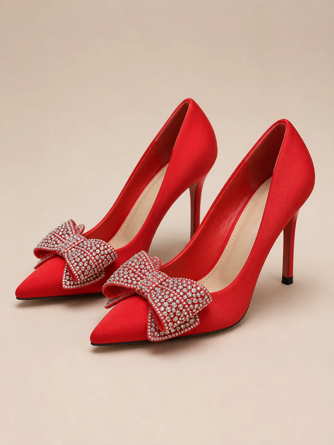 Crystal Bow Stiletto Pumps