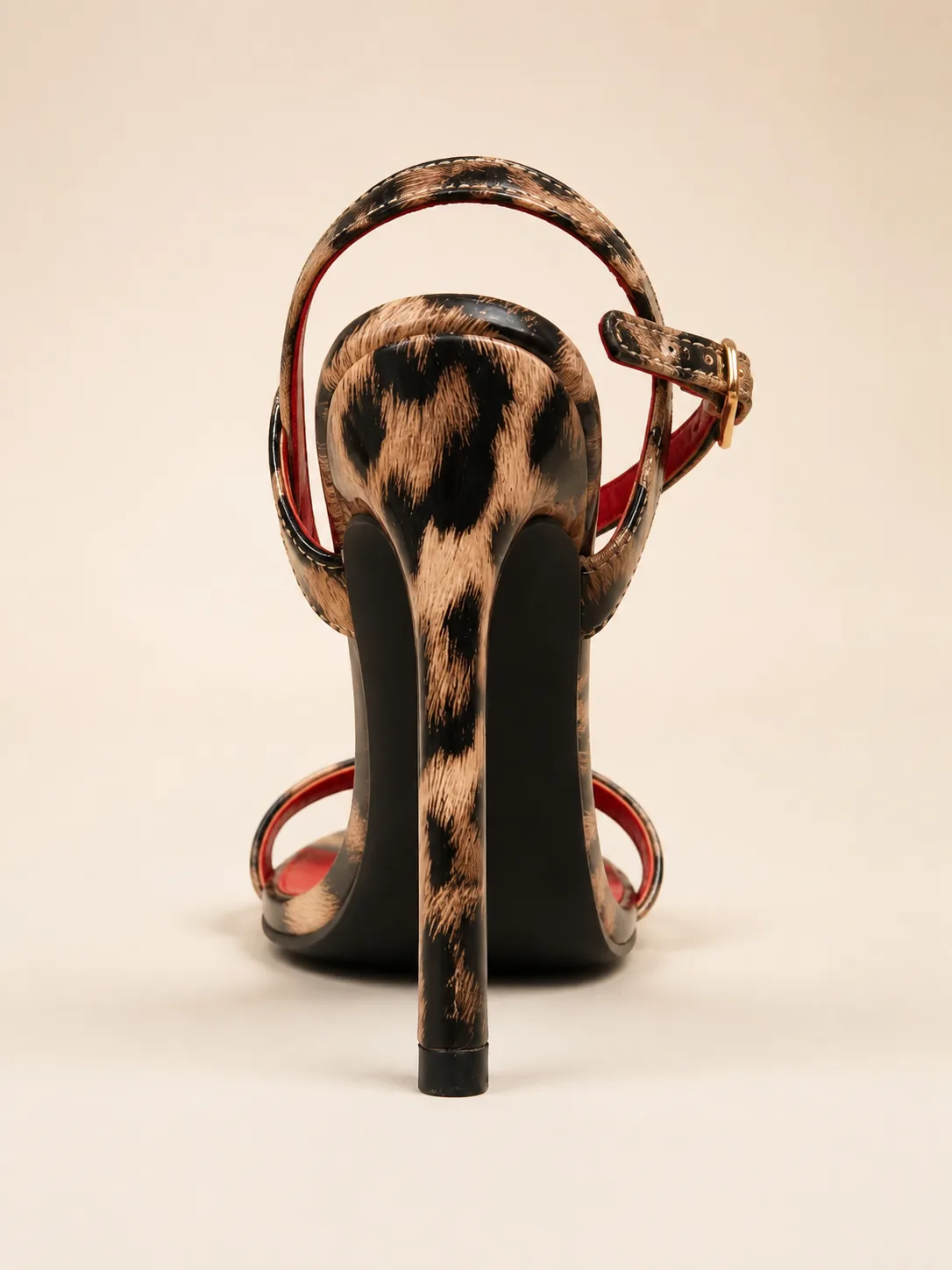 RED LEOPARD BAND ANKLE STRAP SANDALS — photo 1