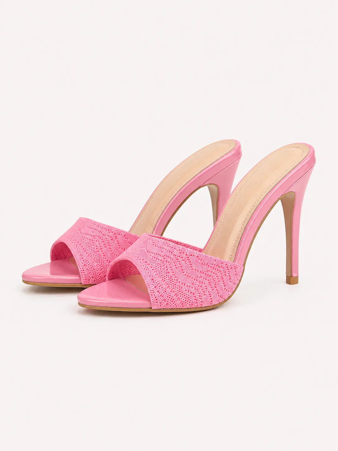 PINK KNIT VAMP STILETTO MULES — photo 1