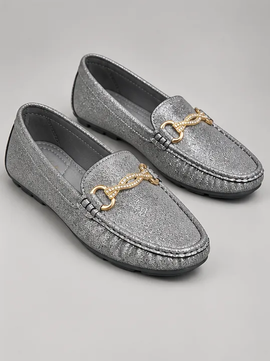 SILVER GOLD ACCENT LOAFERS PRODUCT530