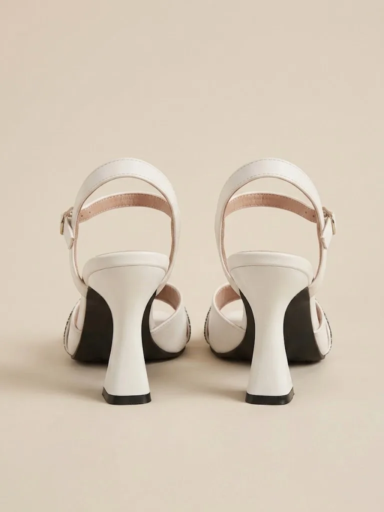 WHITE SILVER GLITTER CROSS STRAP SANDALS — photo 1