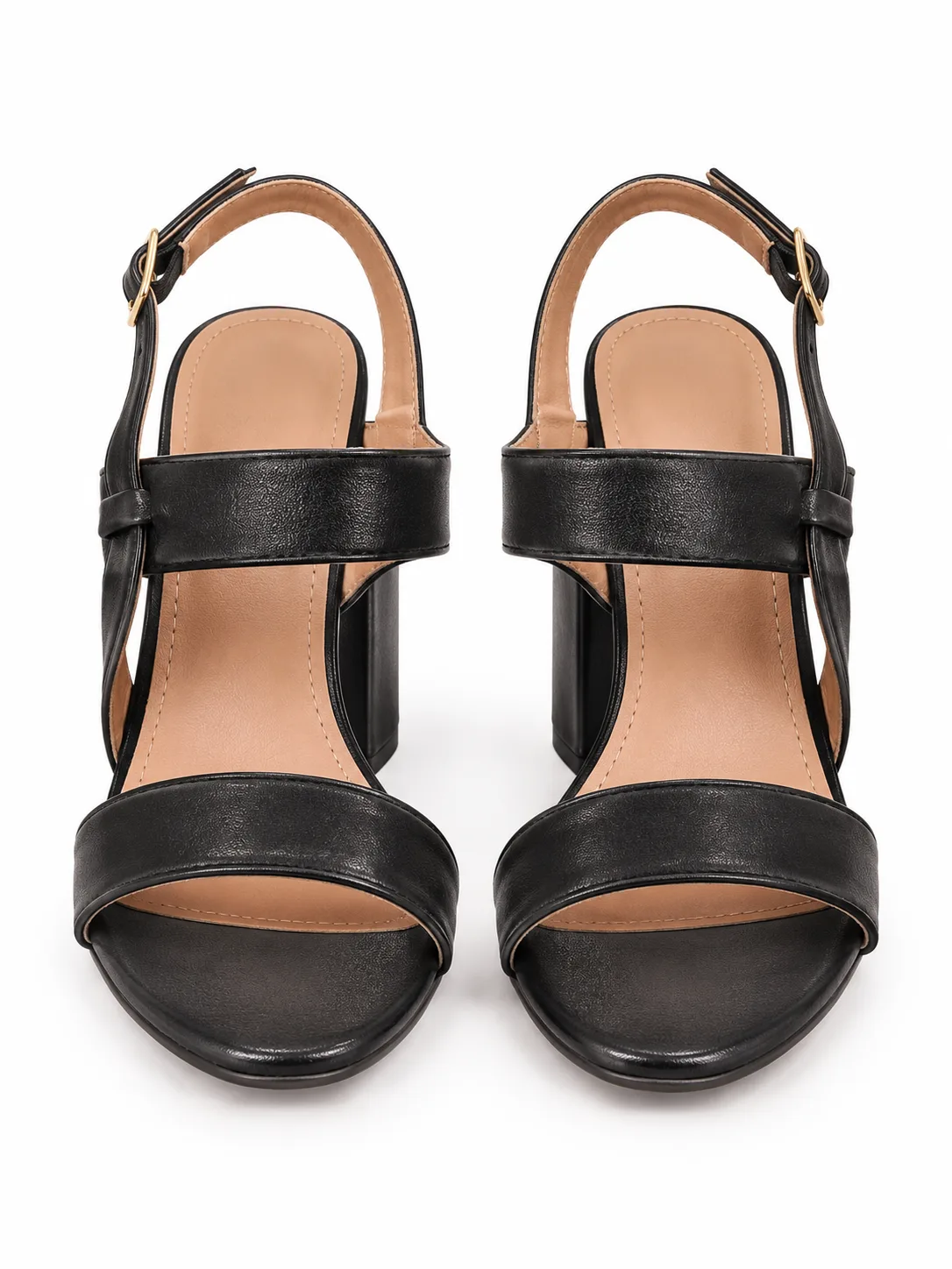 BLACK WIDE BAND CHUNKY BLOCK SANDALS — photo 1