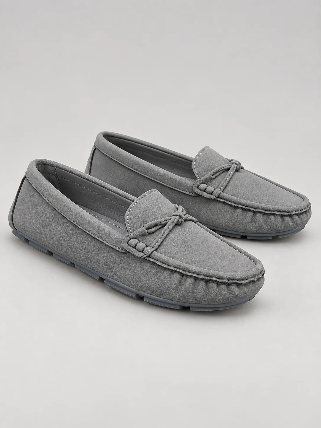 GREY SUEDE BOW LOAFERS PRODUCT535