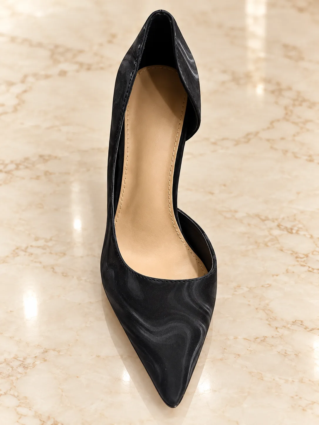 BLACK & MAROON POINTED STILETTO PUMPS