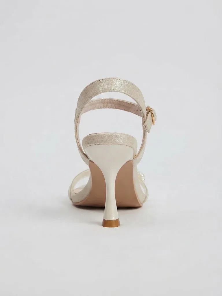 IVORY PEARL BEAD STILETTO SANDALS — photo 1